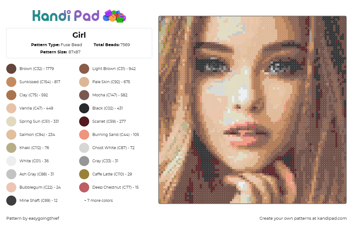 Girl - Fuse Bead Pattern by easygoingthief on Kandi Pad - portrait