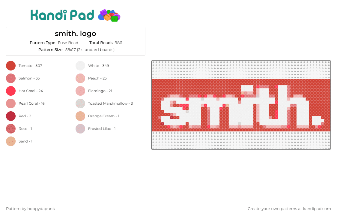 smith. logo - Fuse Bead Pattern by hoppydapunk on Kandi Pad - smith
