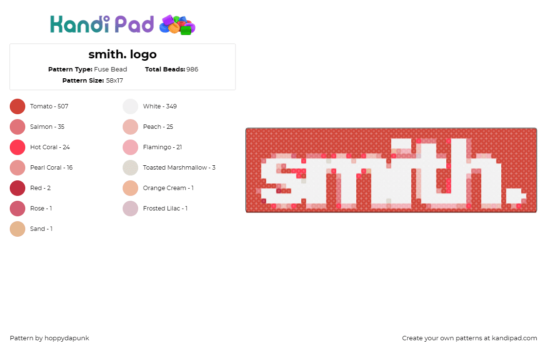 smith. logo - Fuse Bead Pattern by hoppydapunk on Kandi Pad - smith