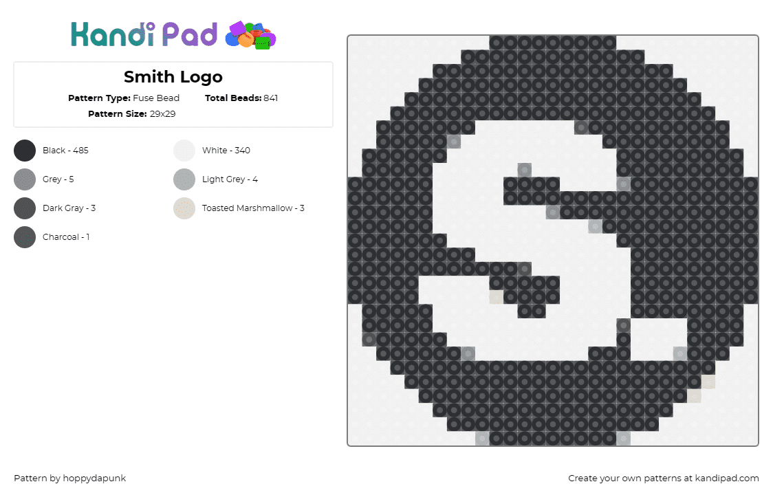 Smith Logo - Fuse Bead Pattern by hoppydapunk on Kandi Pad - smith