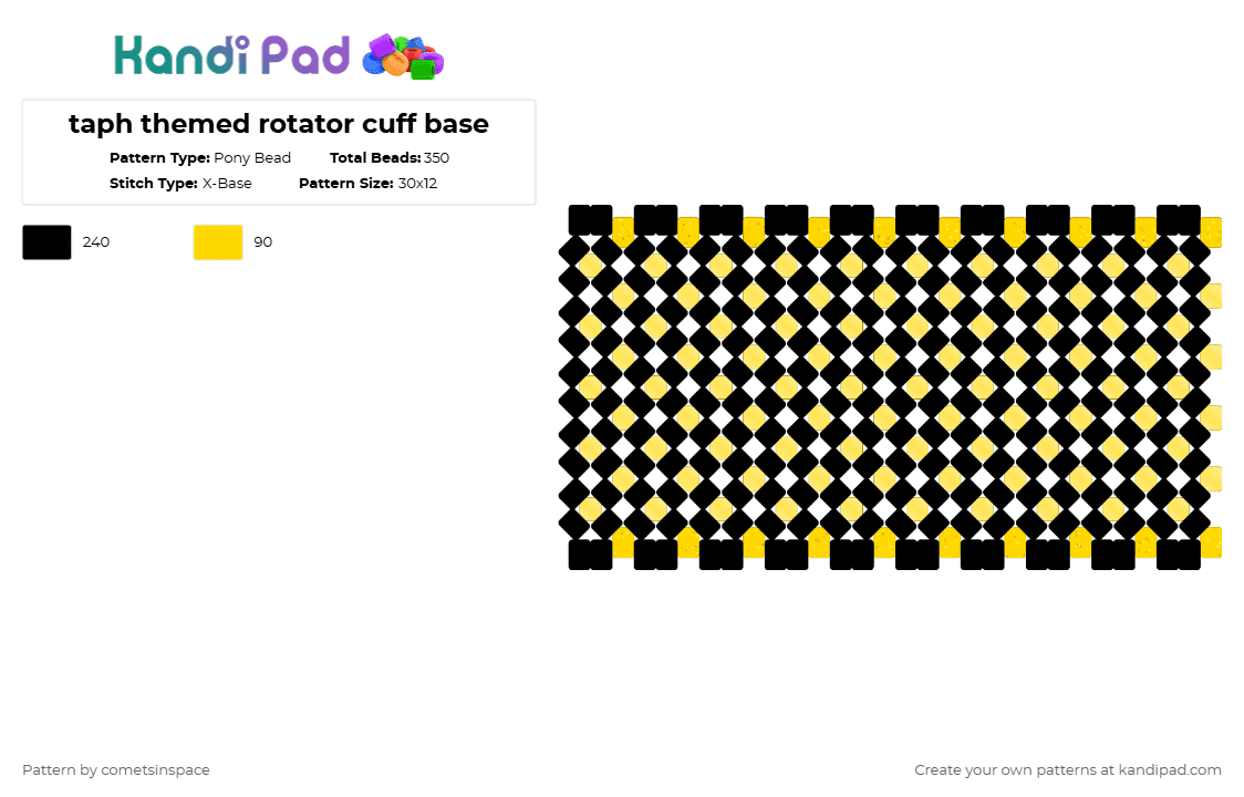 taph themed rotator cuff base - Pony Bead Pattern by boom-goes-the-tripmine on Kandi Pad - yellow,black,forsaken,roblox,game,taph
