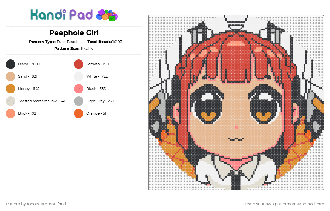 Peephole Girl - Fuse Bead Pattern by robots_are_not_food on Kandi Pad - beige,red