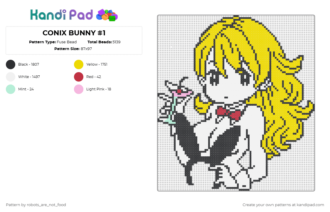 CONIX BUNNY #1 Fuse Bead Pattern - Kandi Pad | Kandi Patterns, Fuse ...