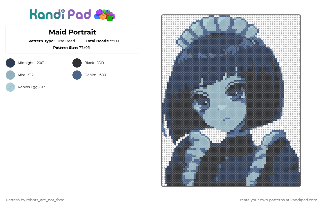 Maid Portrait - Fuse Bead Pattern by robots_are_not_food on Kandi Pad - purple
