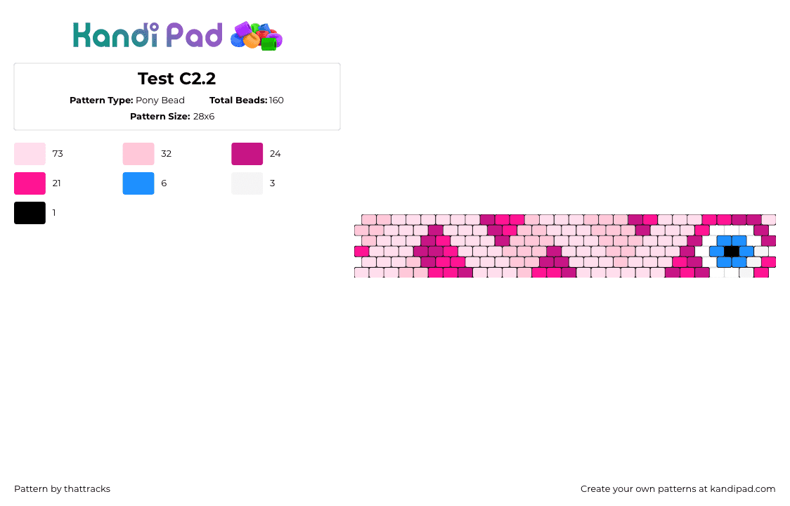 Test C2.2 - Pony Bead Pattern by thattracks on Kandi Pad - curly,mouthwashing,eye,mummy,zig zag,video game,horror,bracelet,cuff,pink