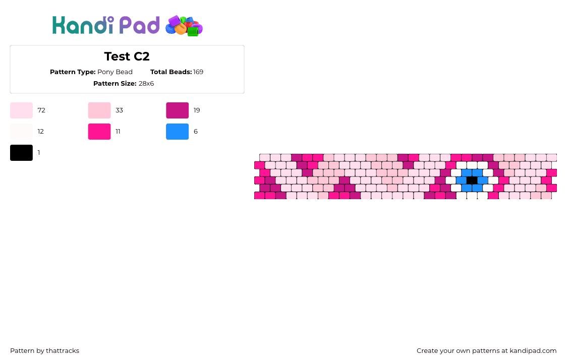 Test C2 - Pony Bead Pattern by thattracks on Kandi Pad - curly,mouthwashing,eye,mummy,zig zag,video game,horror,bracelet,cuff,pink