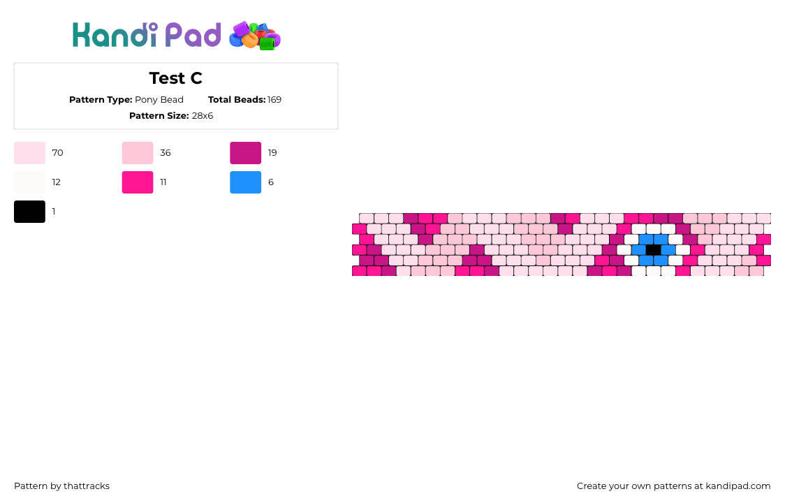 Test C - Pony Bead Pattern by thattracks on Kandi Pad - curly,mouthwashing,eye,mummy,zig zag,video game,horror,bracelet,cuff,pink