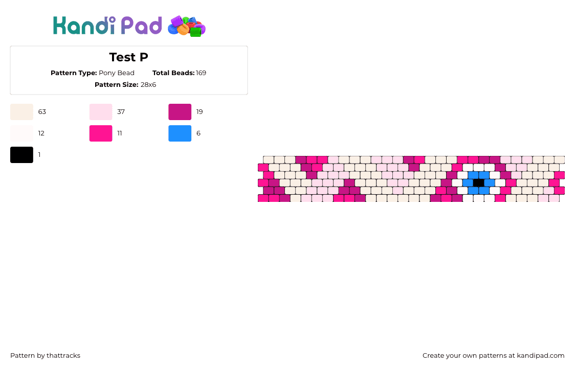 Test P - Pony Bead Pattern by thattracks on Kandi Pad - curly,mouthwashing,eye,mummy,zig zag,video game,horror,bracelet,cuff,pink,beige