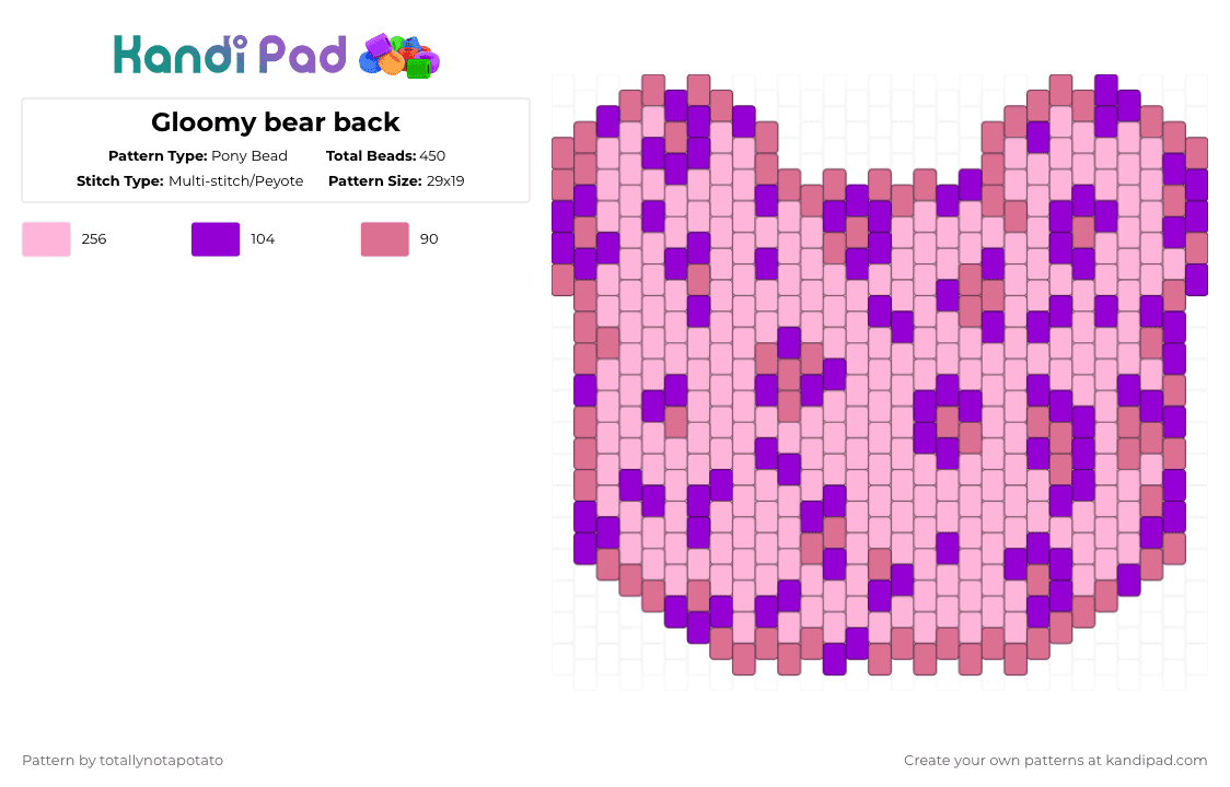 Gloomy bear back - Pony Bead Pattern by totallynotapotato on Kandi Pad - pink