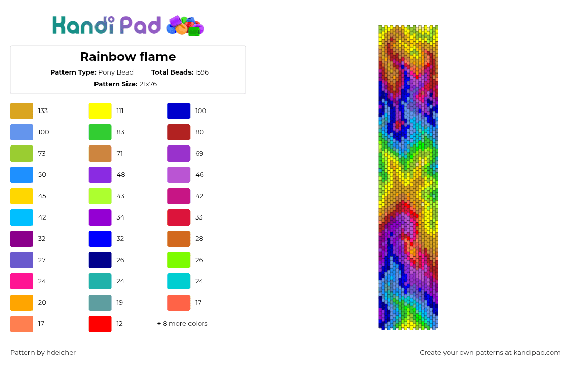 Rainbow flame - Pony Bead Pattern by hdeicher on Kandi Pad - 