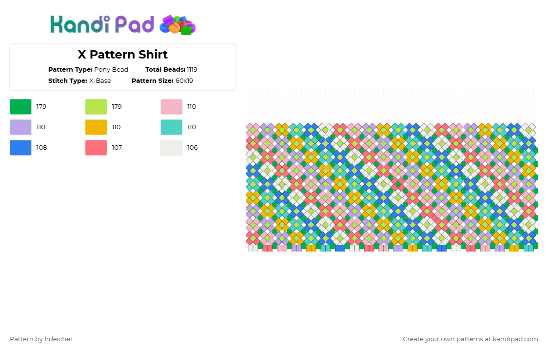 X Pattern Shirt Pony Bead Pattern - Kandi Pad | Kandi Patterns, Fuse ...