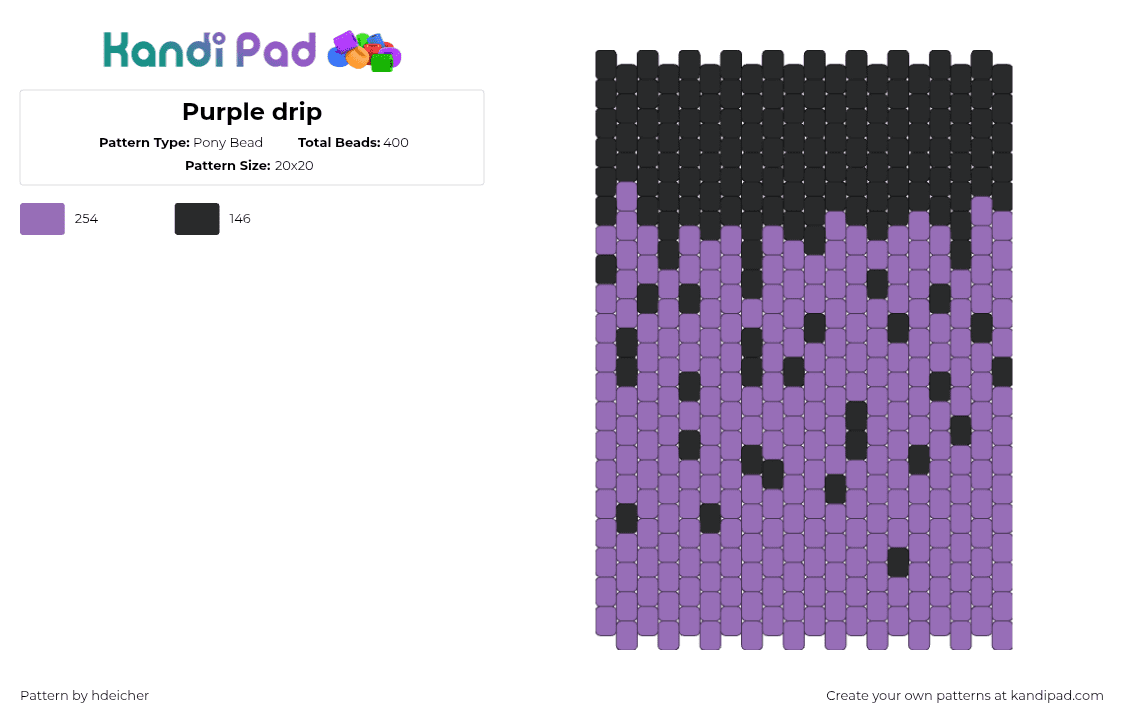 Purple drip - Pony Bead Pattern by hdeicher on Kandi Pad - drippy,melty,panel,purple,black