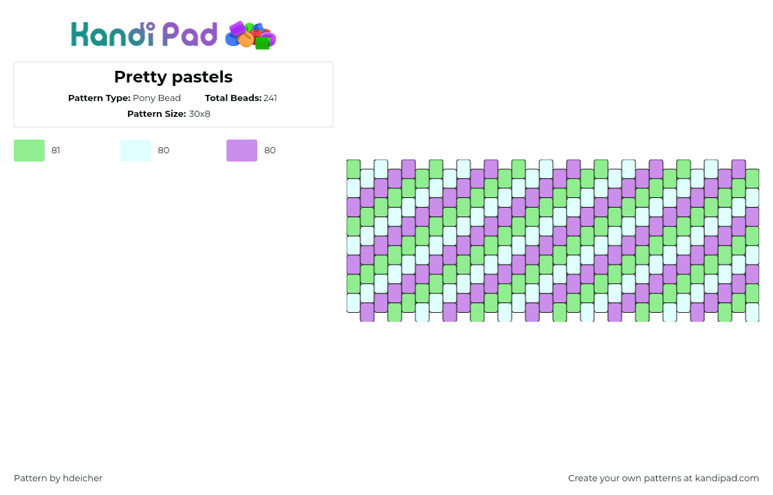 Pretty pastels - Pony Bead Pattern by hdeicher on Kandi Pad - pastel,spring,diagonal,stripes,cuff,purple,green