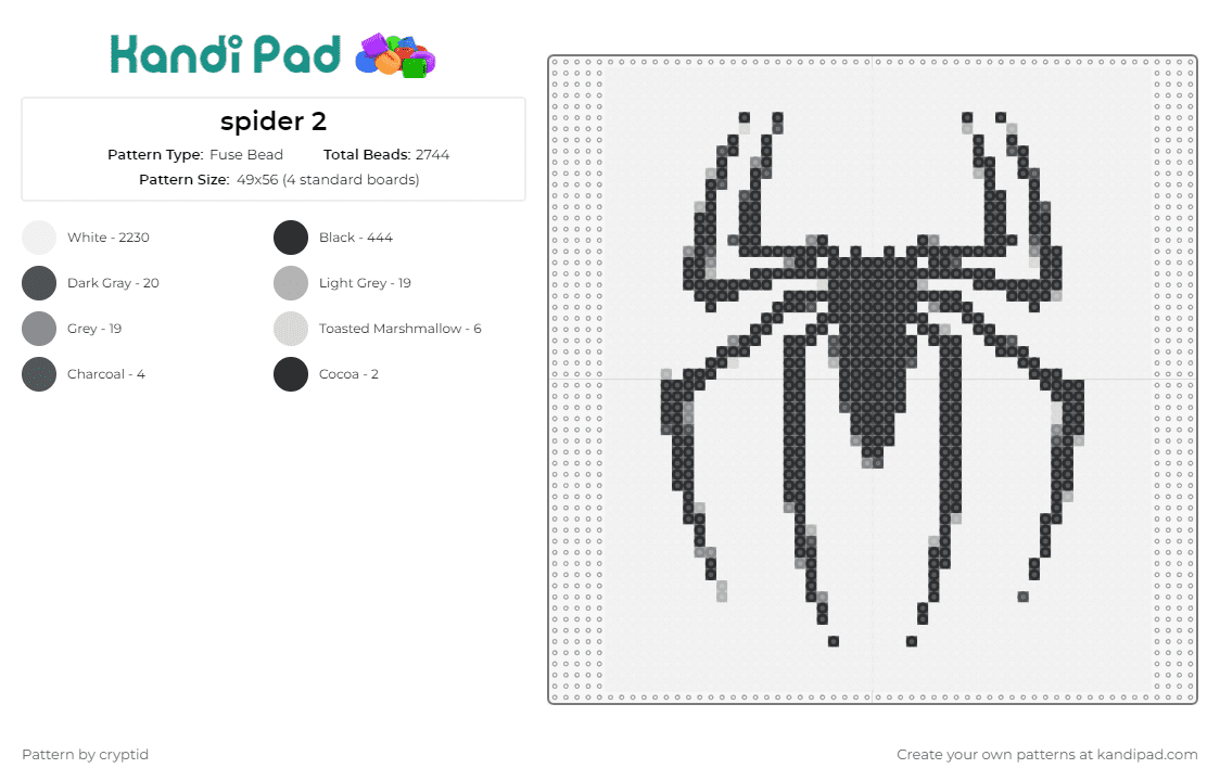 spider 2 - Fuse Bead Pattern by cryptid on Kandi Pad - spider,creepy,spooky,halloween
