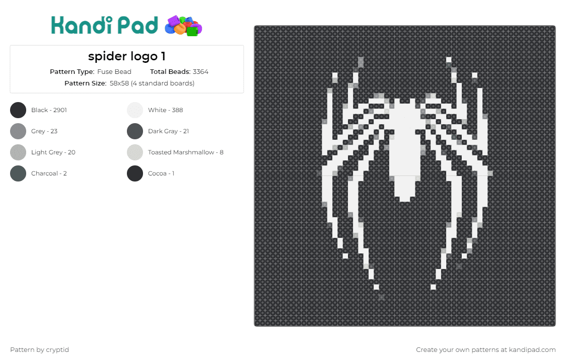 spider logo 1 - Fuse Bead Pattern by cryptid on Kandi Pad - spider,creepy,spooky,halloween