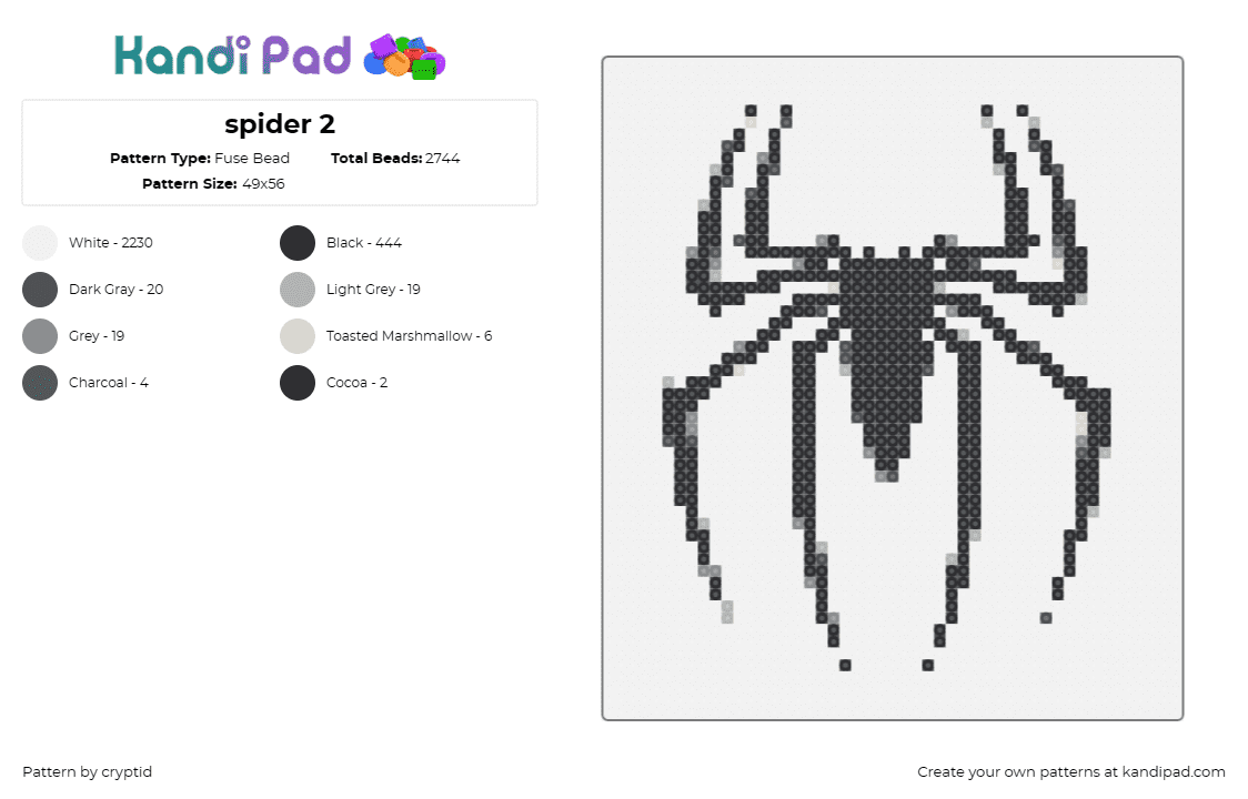 spider 2 - Fuse Bead Pattern by cryptid on Kandi Pad - spider,creepy,spooky,halloween