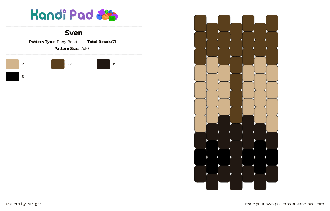 Sven - Pony Bead Pattern by -str_gzr- on Kandi Pad - sven,frozen,character,simple,charm,tan,brown