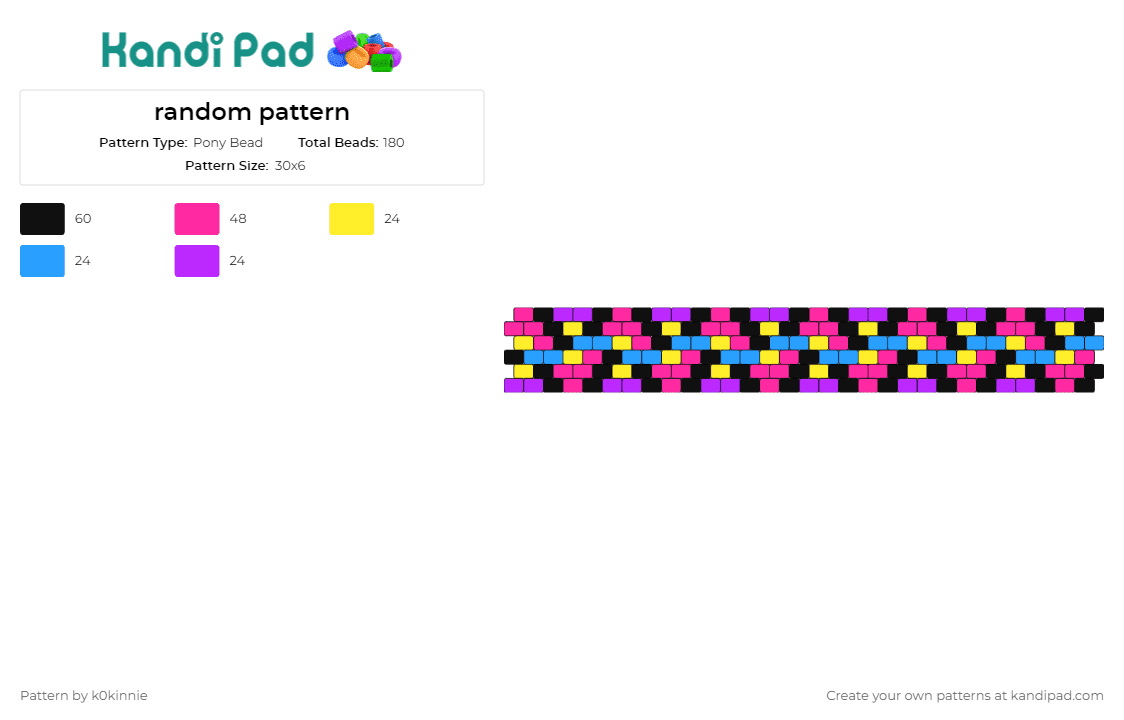 random pattern - Pony Bead Pattern by k0kinnie on Kandi Pad - colorful,cuff,zig zag