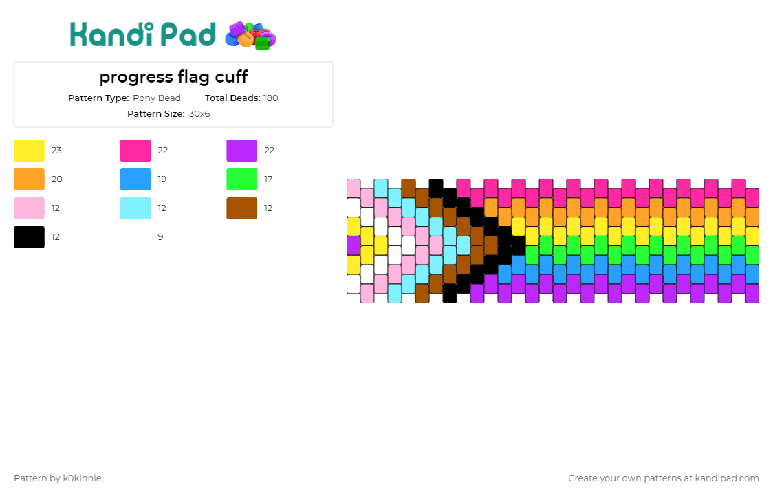 progress flag cuff - Pony Bead Pattern by k0kinnie on Kandi Pad - progress,pride,flag,cuff