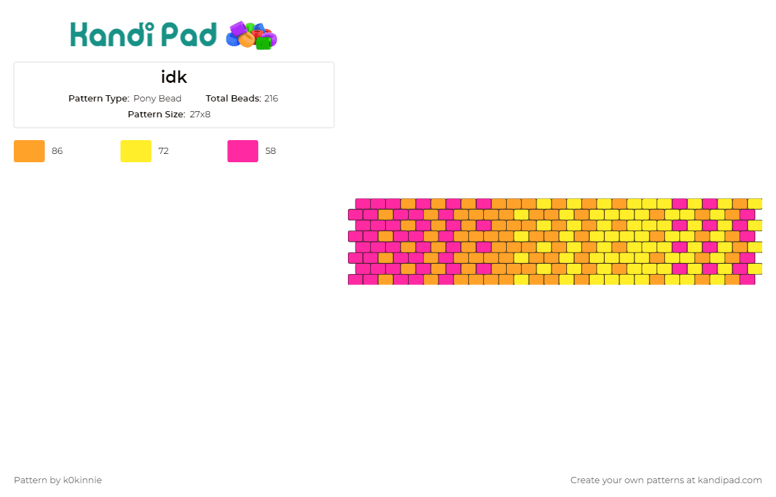 idk - Pony Bead Pattern by k0kinnie on Kandi Pad - colorful,cuff