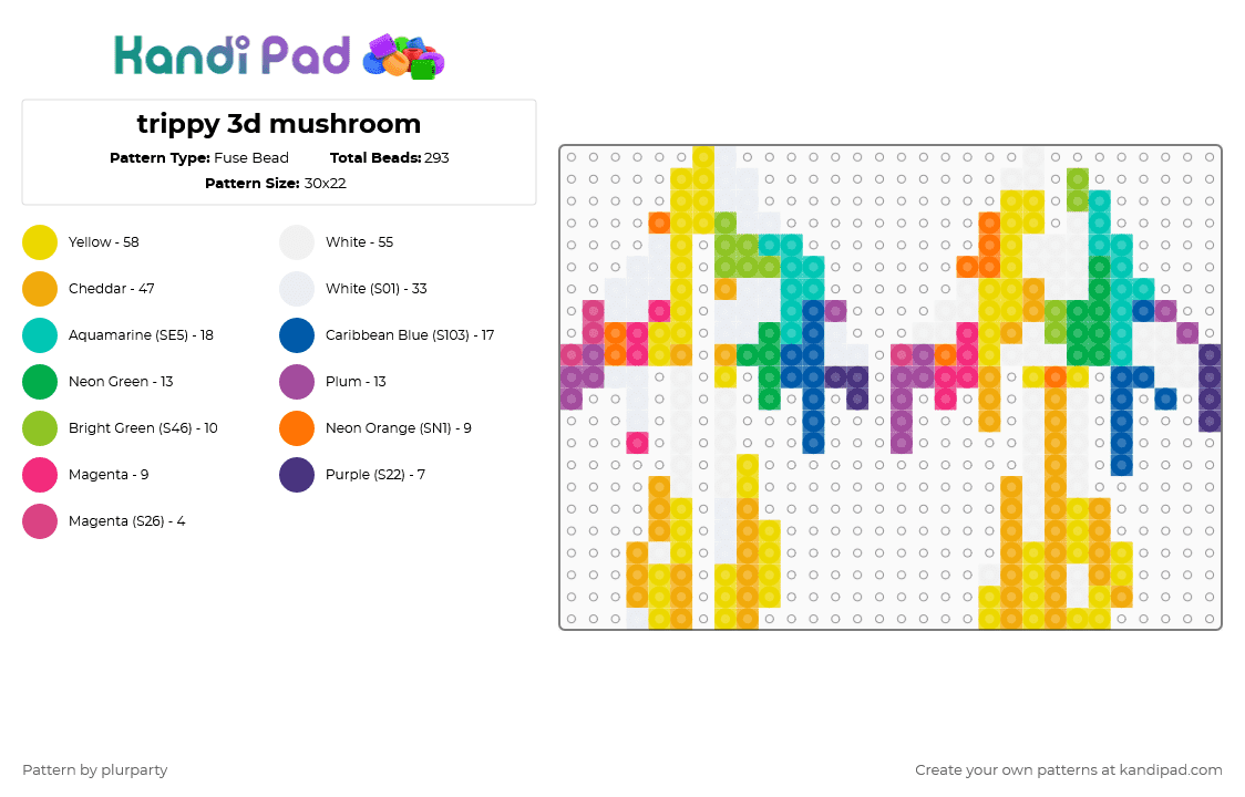 trippy 3d mushroom - Fuse Bead Pattern by plurparty on Kandi Pad - orange,yellow,mushies,mushroom,shrooms,trippy,rainbow,drips,drippy,3d