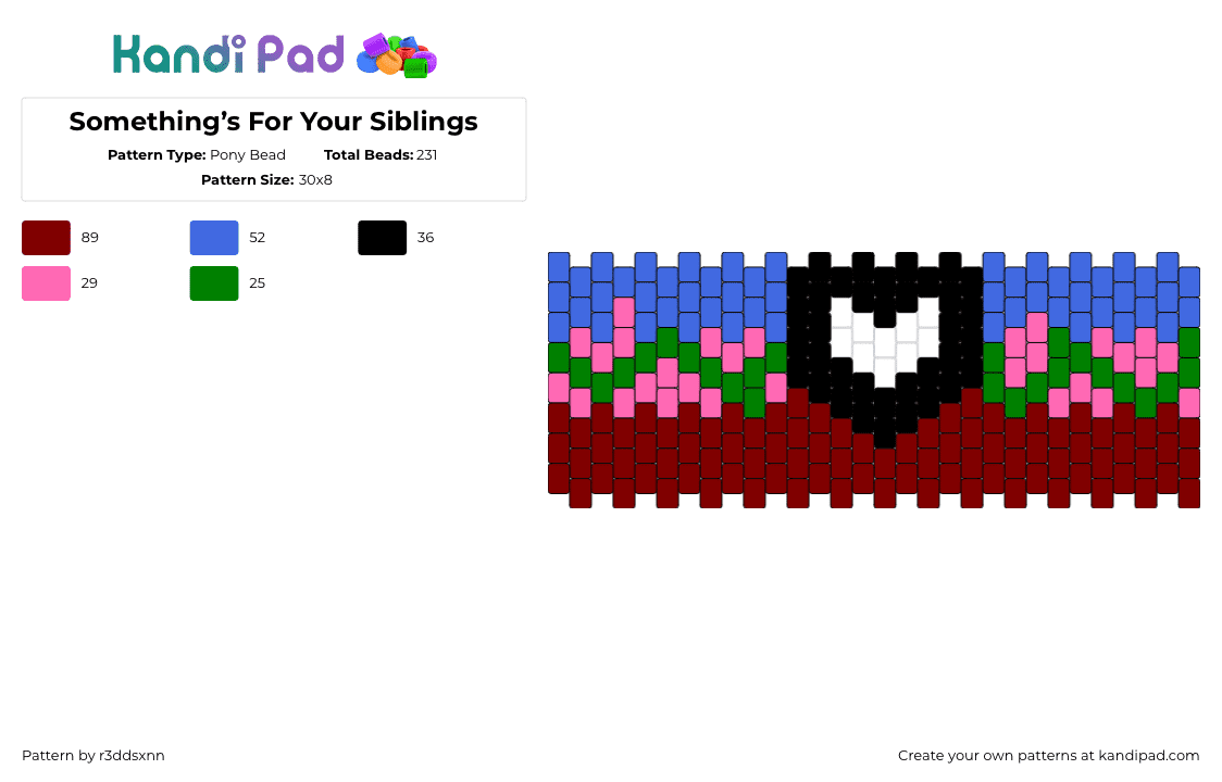 Something’s For Your Siblings - Pony Bead Pattern by r3ddsxnn on Kandi Pad - garden,roses,landscape,cuff,red,blue,pink,green