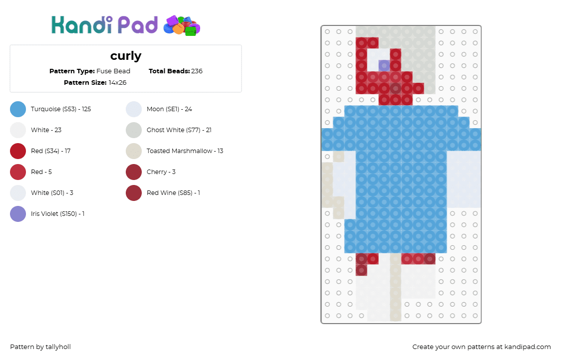 curly - Fuse Bead Pattern by thicclepiccle on Kandi Pad - light blue