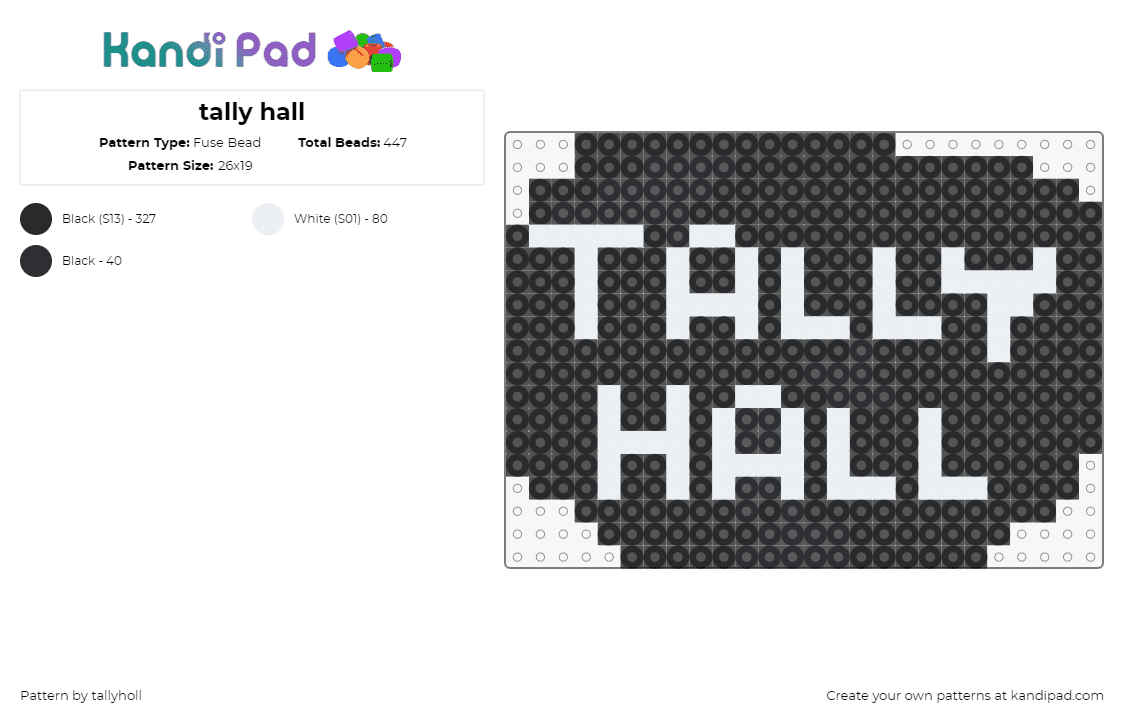 tally hall - Fuse Bead Pattern by tallyholl on Kandi Pad - 