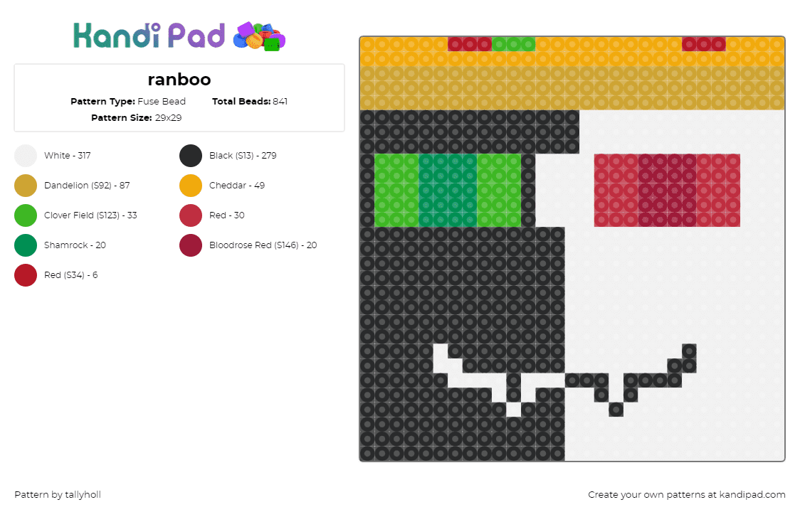 ranboo - Fuse Bead Pattern by tallyholl on Kandi Pad - ranboo,streamer,youtube,twitch,minecraft,yellow,black,white