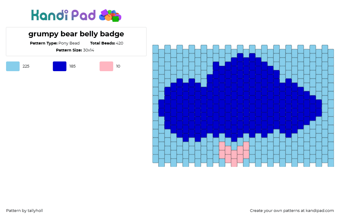 grumpy bear belly badge - Pony Bead Pattern by thicclepiccle on Kandi Pad - purple,light blue