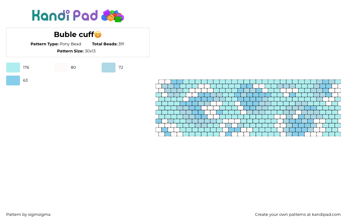 Buble cuff😋 - Pony Bead Pattern by sigmsigma on Kandi Pad - bubbles,water,soap,bath,cuff,teal,light blue