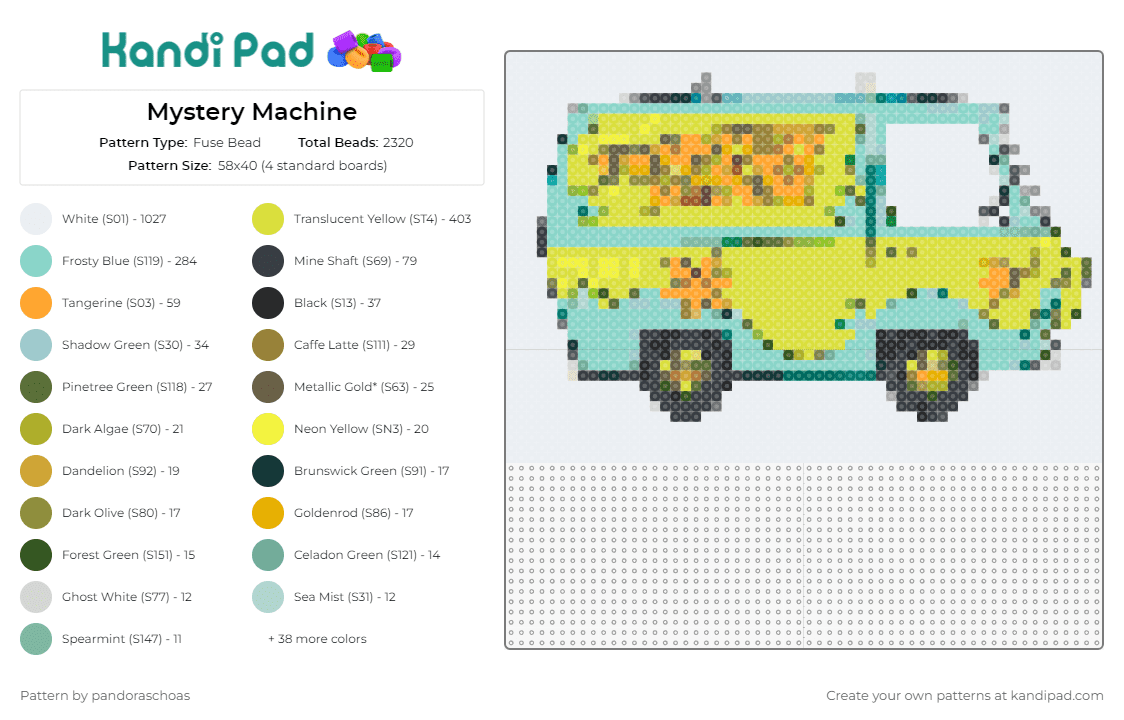 Mystery Machine - Fuse Bead Pattern by pandoraschoas on Kandi Pad - scooby doo,van,automobile,car
