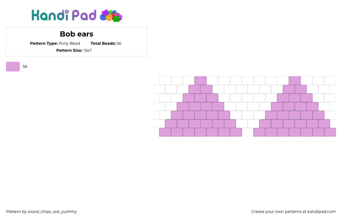 Bob ears - Pony Bead Pattern by wood_chips_are_yummy on Kandi Pad - ears,bob,cat,simple,purple