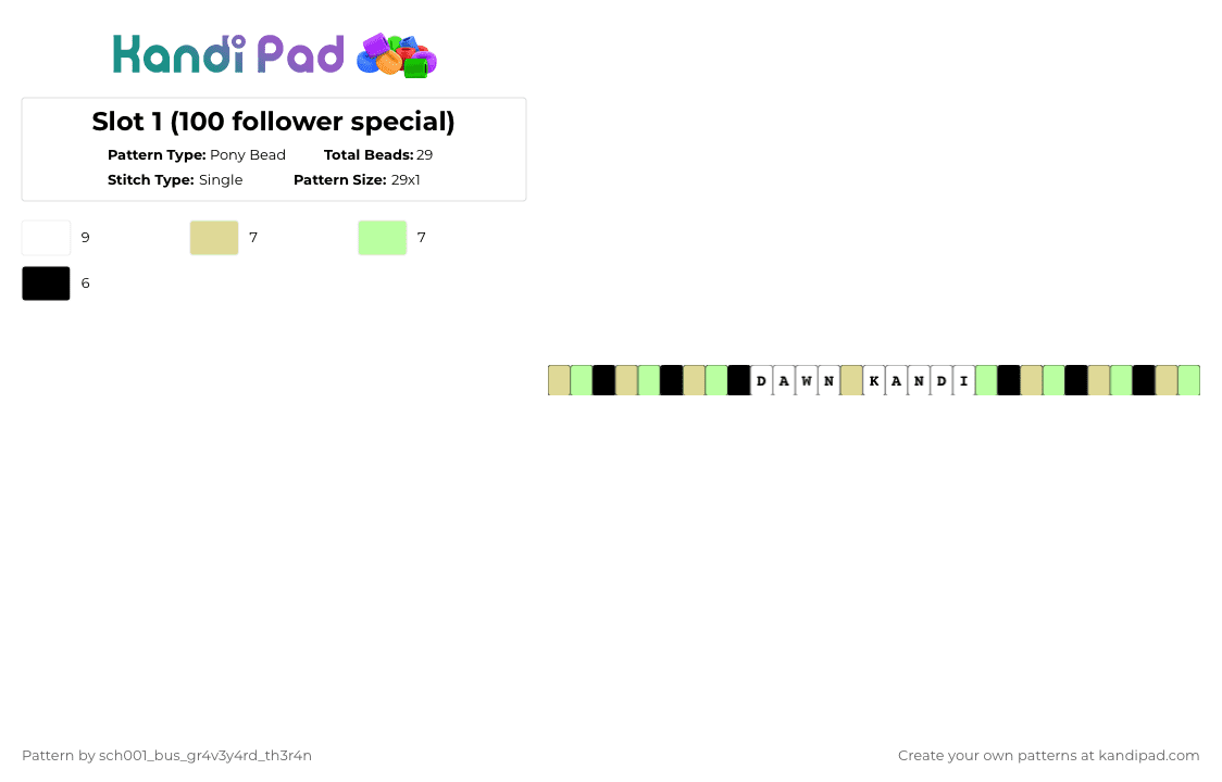 Follower Patterns Slot 1 (100 follower special) Pony Bead Pattern - Kandi Pad | Kandi ...