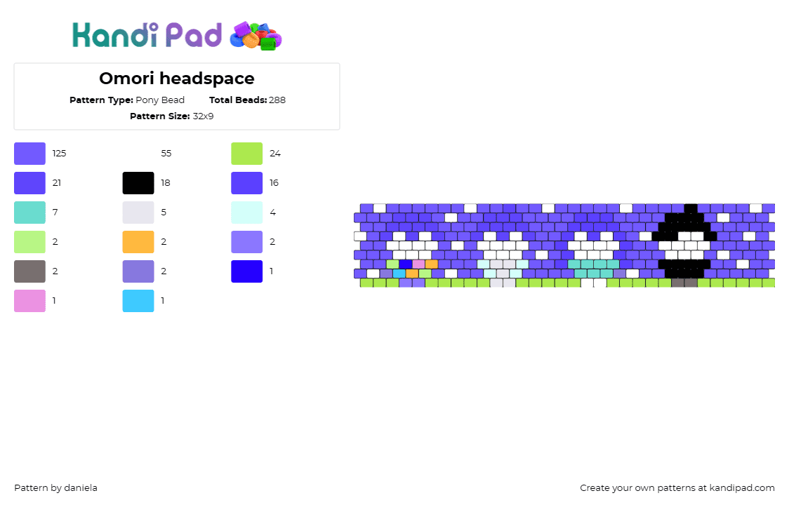 Omori headspace - Pony Bead Pattern by daniela on Kandi Pad - omori,characters,cuff,video game,colorful,purple