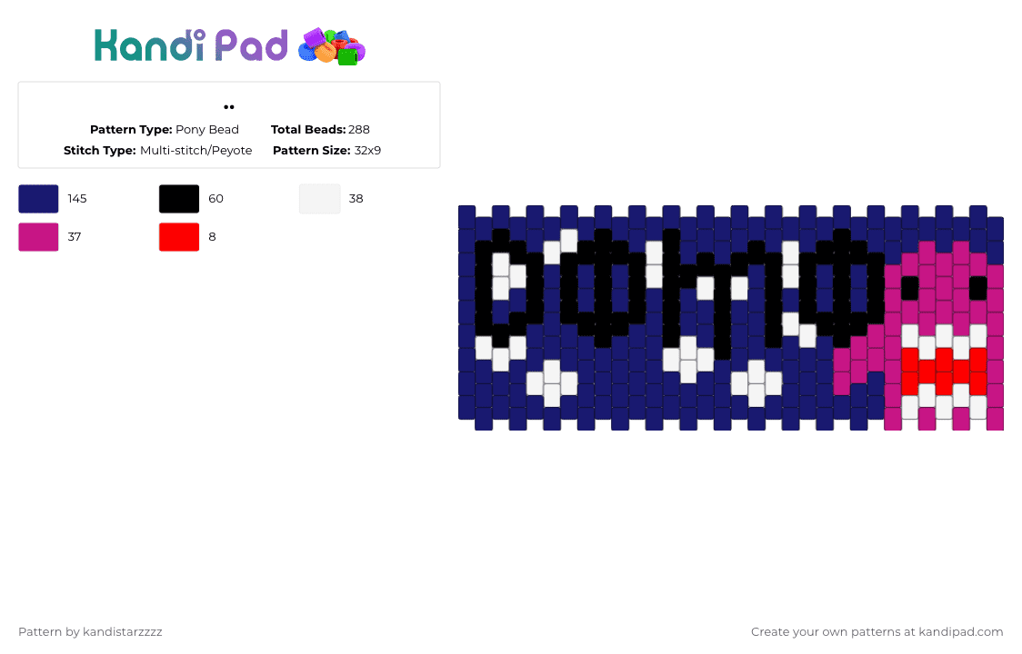 .. - Pony Bead Pattern by kandistarzzzz on Kandi Pad - domo,cuff,purple