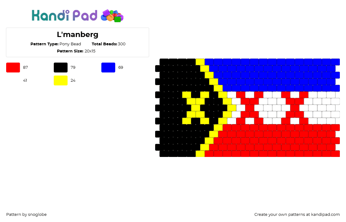 L\'manberg - Pony Bead Pattern by snoglobe on Kandi Pad - lmanberg,minecraft,flag,community,video game,black,blue,red