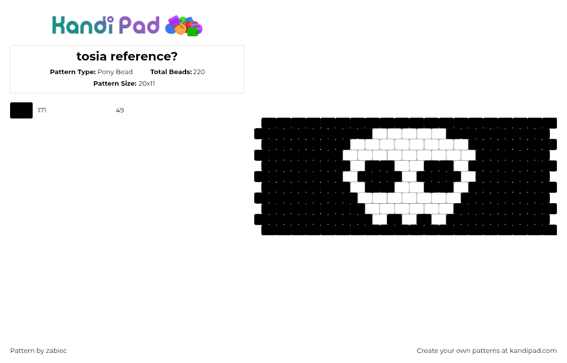 tosia reference? - Pony Bead Pattern by zabiec on Kandi Pad - tosia,skull,spooky,dark,cuff,black,white