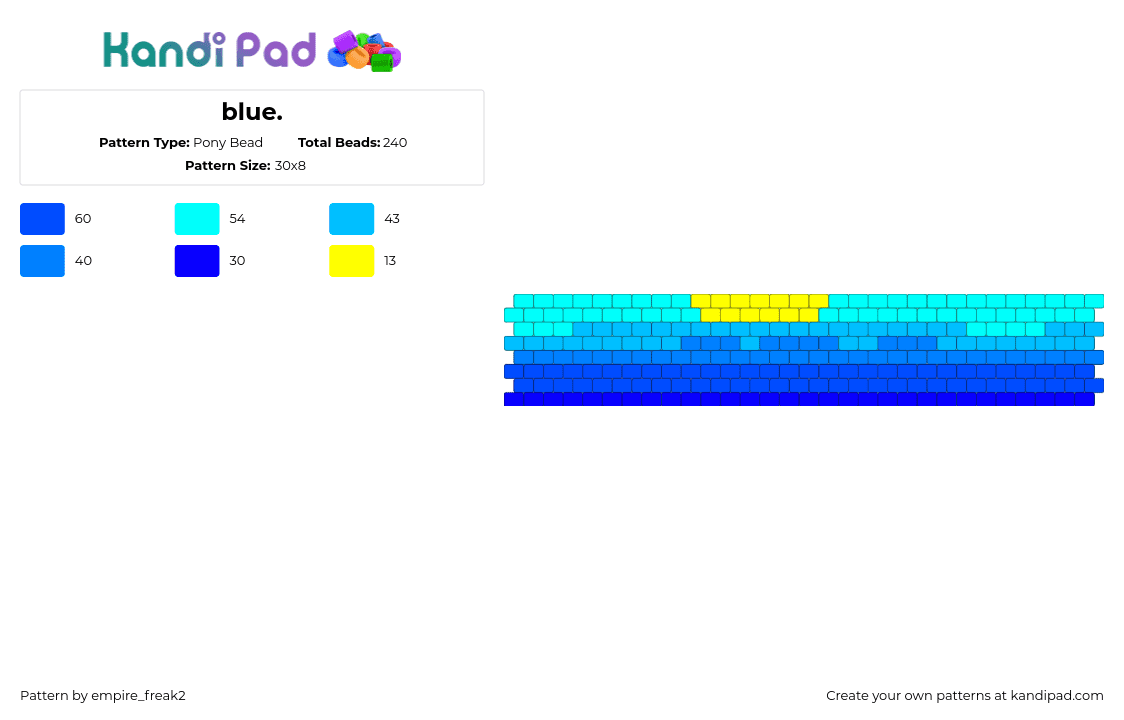 blue. - Pony Bead Pattern by empire_freak2 on Kandi Pad - ocean,gradient,sunrise,water,cuff,blue,light blue