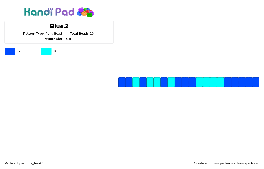 Blue.2 - Pony Bead Pattern by empire_freak2 on Kandi Pad - simple,single,bracelet,light blue,blue