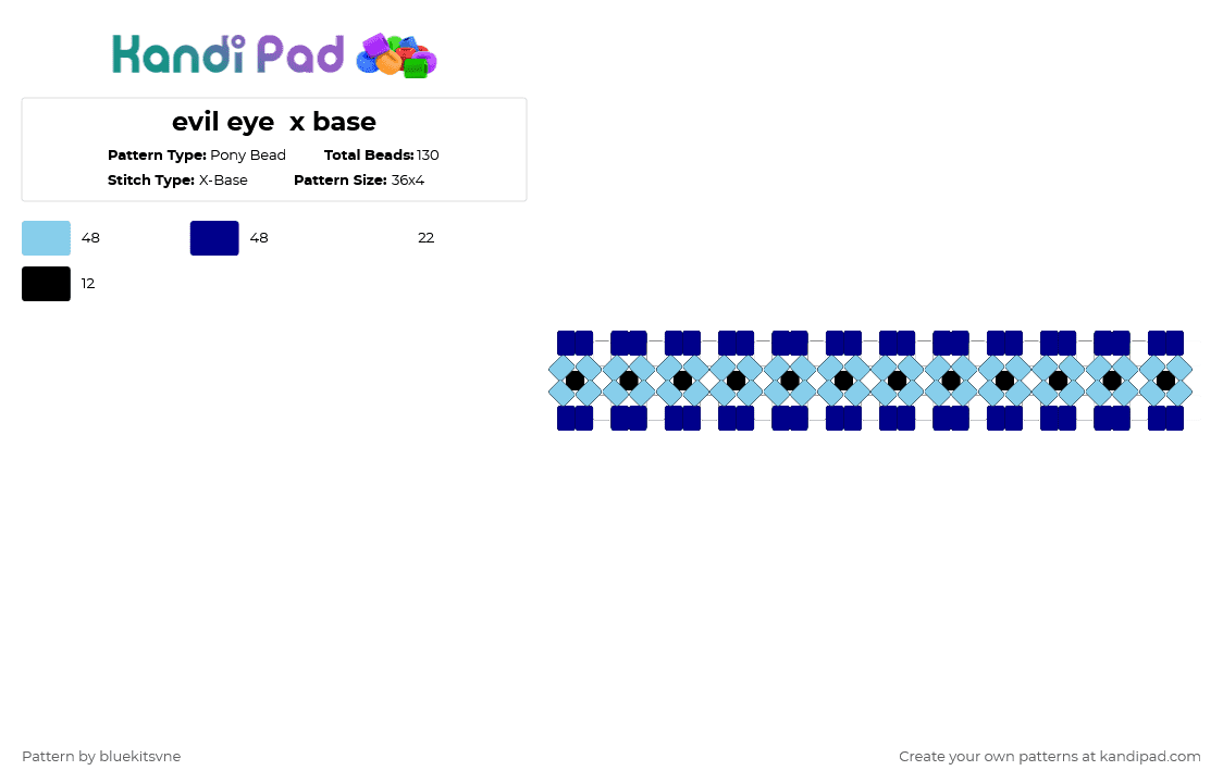 evil eye  x base - Pony Bead Pattern by bluekitsvne on Kandi Pad - light blue,purple,evil eye,xbase