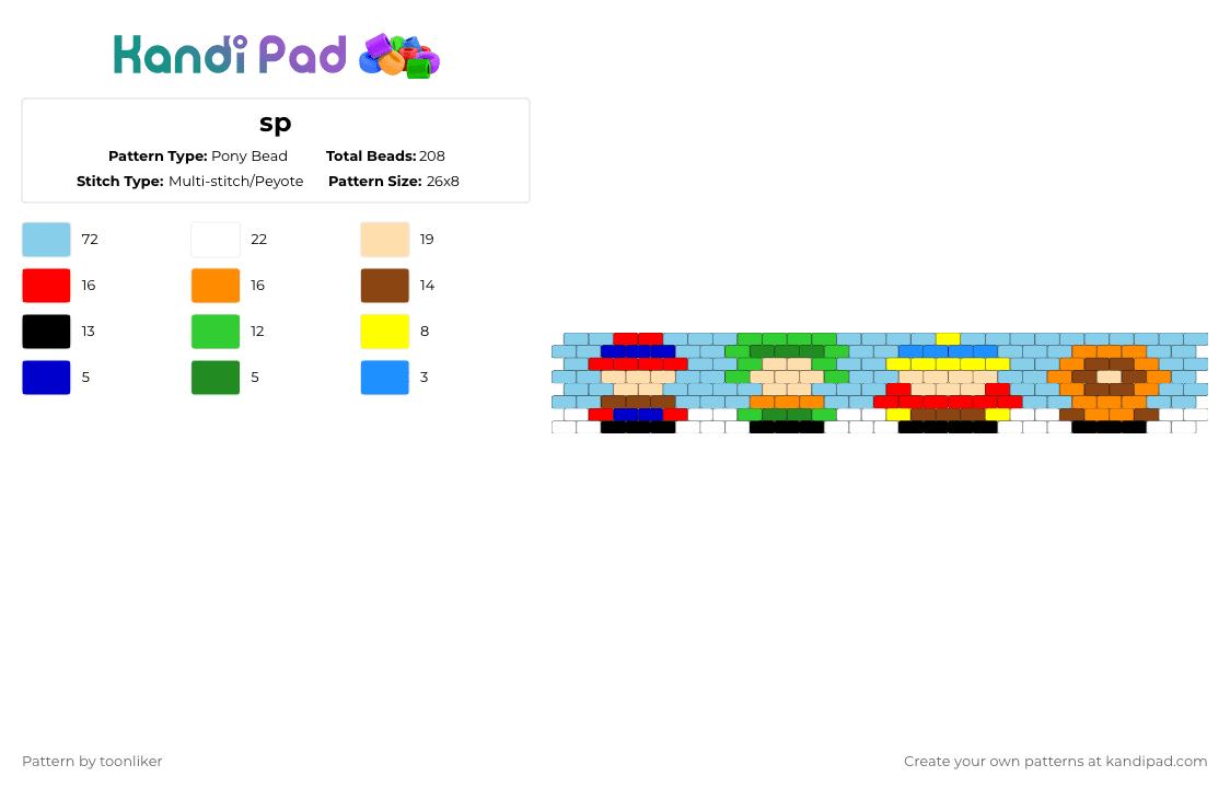 sp - Pony Bead Pattern by toonliker on Kandi Pad - light blue,red