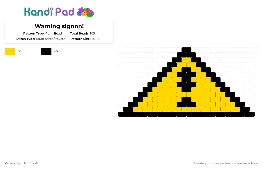 Warning signnn! - Pony Bead Pattern by fl3shr4bb1t on Kandi Pad - black,yellow