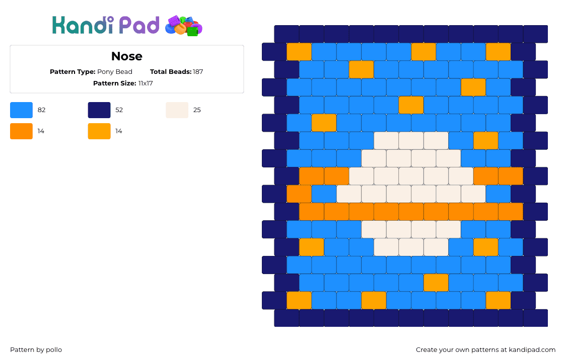 Nose - Pony Bead Pattern by pollo on Kandi Pad - saturn,planet,space,charm,blue,orange