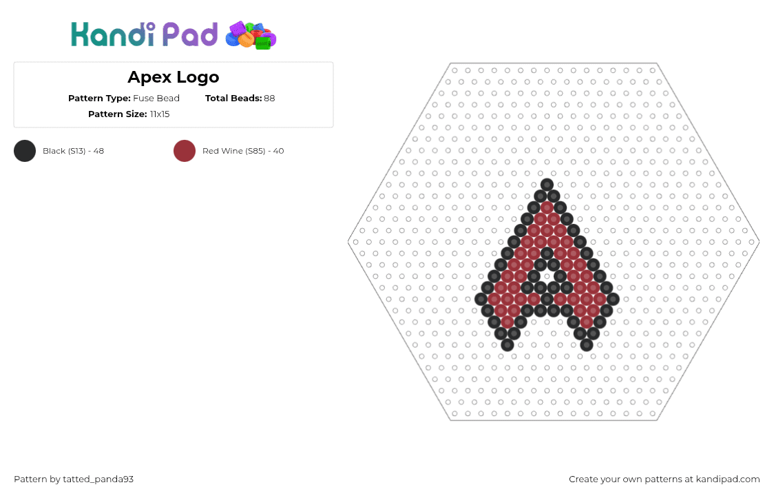 Apex Logo - Fuse Bead Pattern by tatted_panda93 on Kandi Pad - apex legends,logo,simple,video game,charm,red