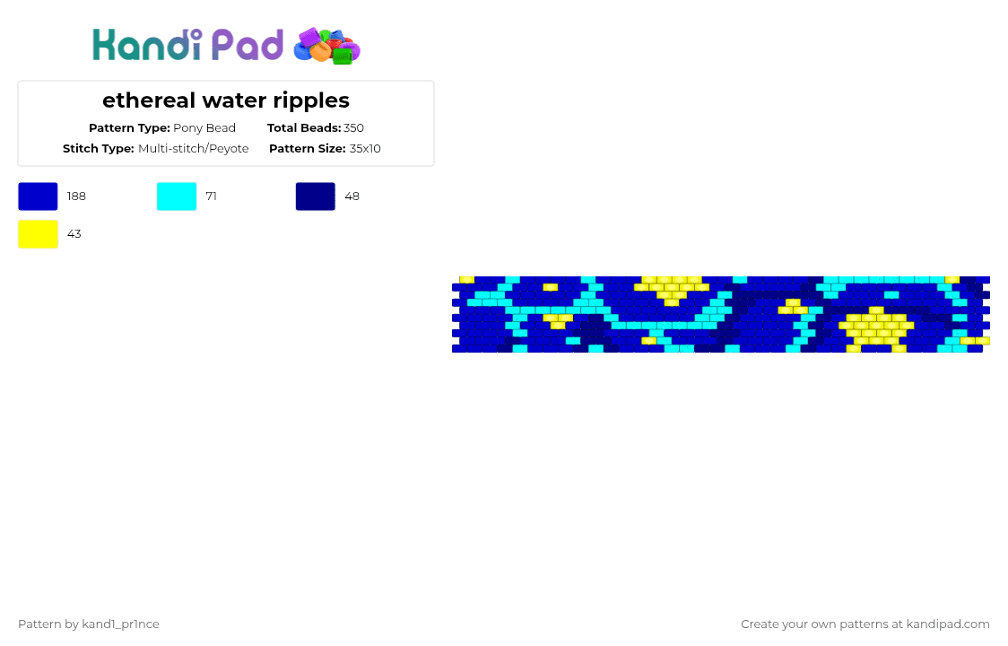 ethereal water ripples - Pony Bead Pattern by kand1_pr1nce on Kandi Pad - purple,water,peyote,cuff,blue