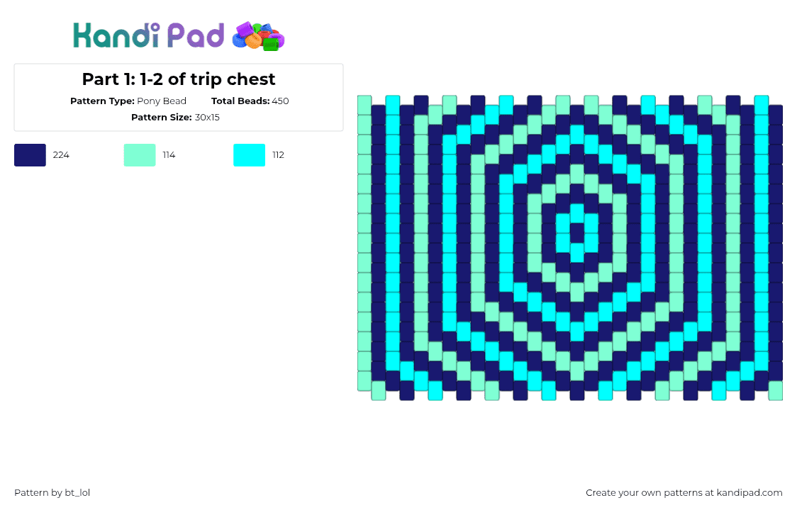 Part 1: 1-2 of trip chest - Pony Bead Pattern by bt_lol on Kandi Pad - trippy,geometric,hypnotic,stripes,panel,psychedelic,blue,teal