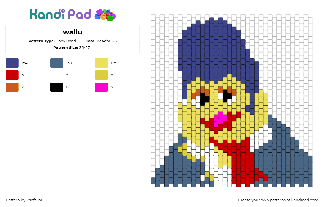 wallu - Pony Bead Pattern by kriefallar on Kandi Pad - wally darling,welcome home