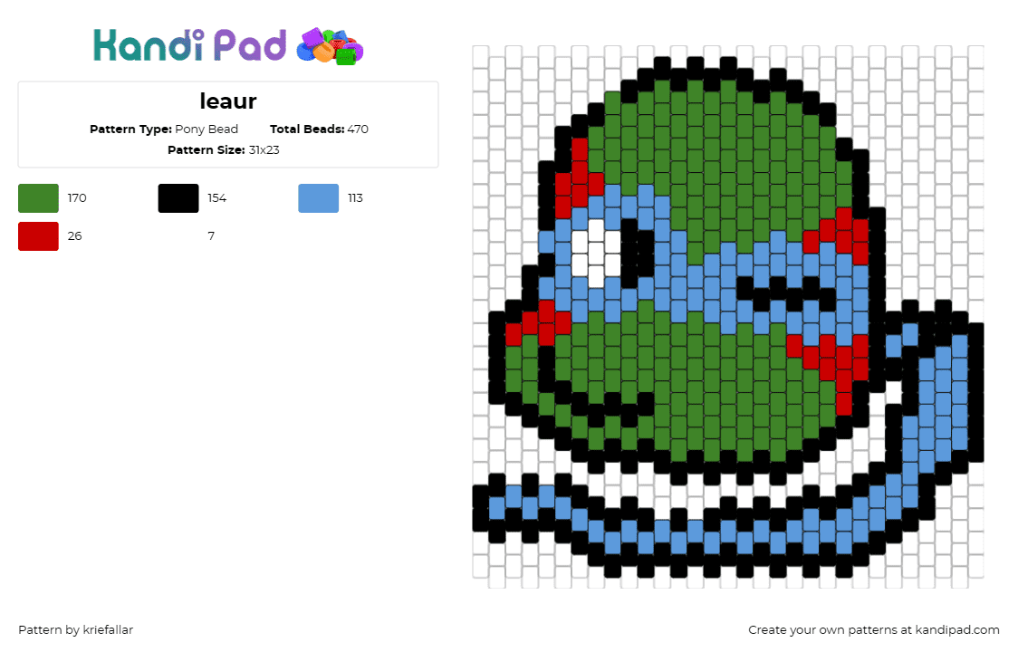 leaur - Pony Bead Pattern by kriefallar on Kandi Pad - teenage mutant ninja turtles,leonardo