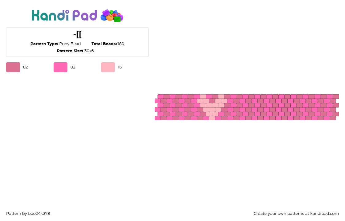 -[[ - Pony Bead Pattern by boo244378 on Kandi Pad - love,heart,valentine,vertical,stripes,bracelet,cuff,pink